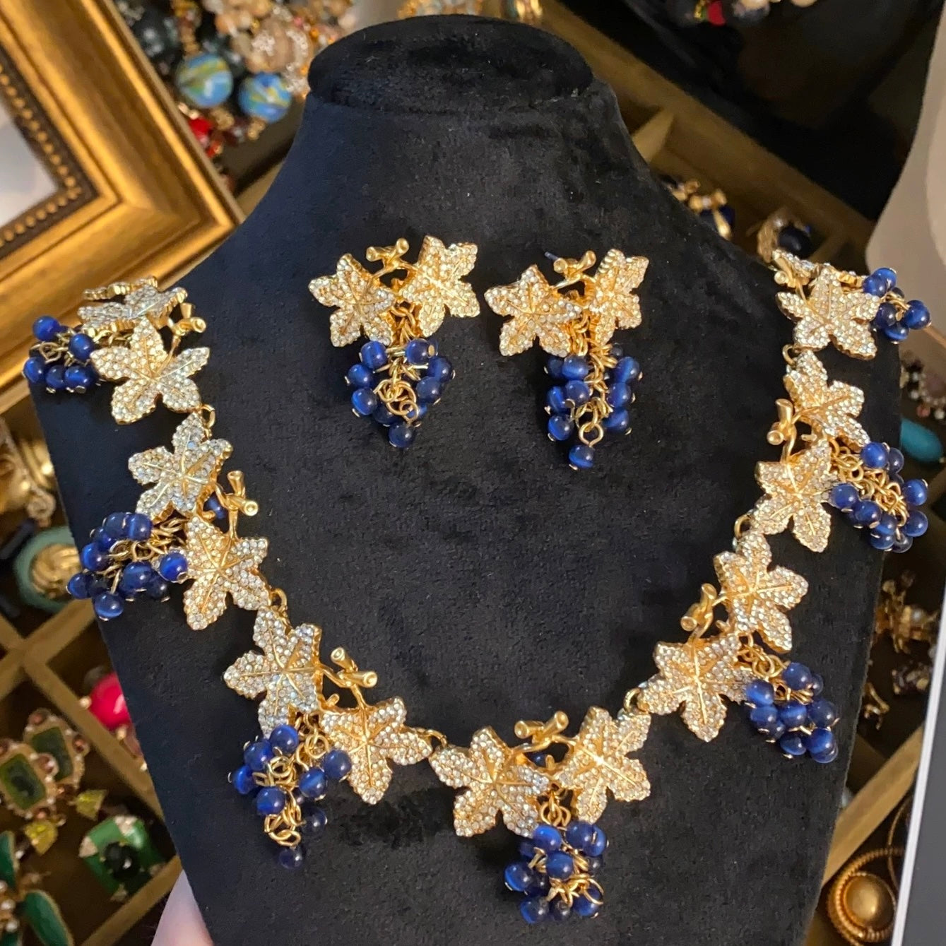 Royal Blue Grape-Glass Jewelry Set
