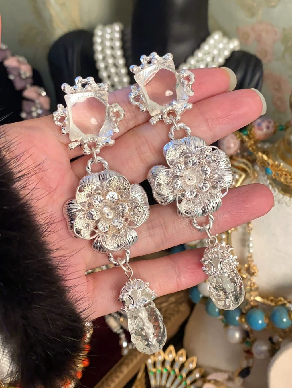 Camellia Glass Earrings – Italian Grandmother Craftsmanship