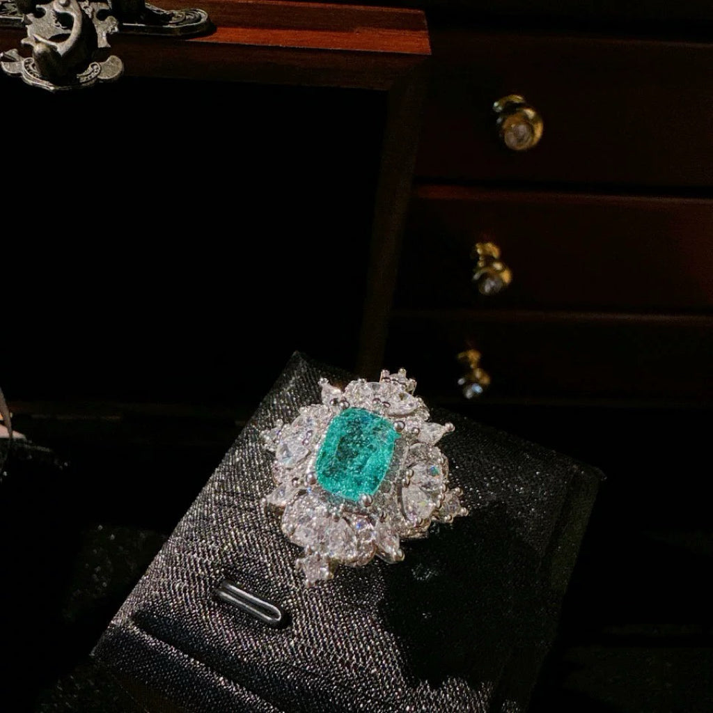 Tsavorite Green Zirconia Flower Jewelry Set