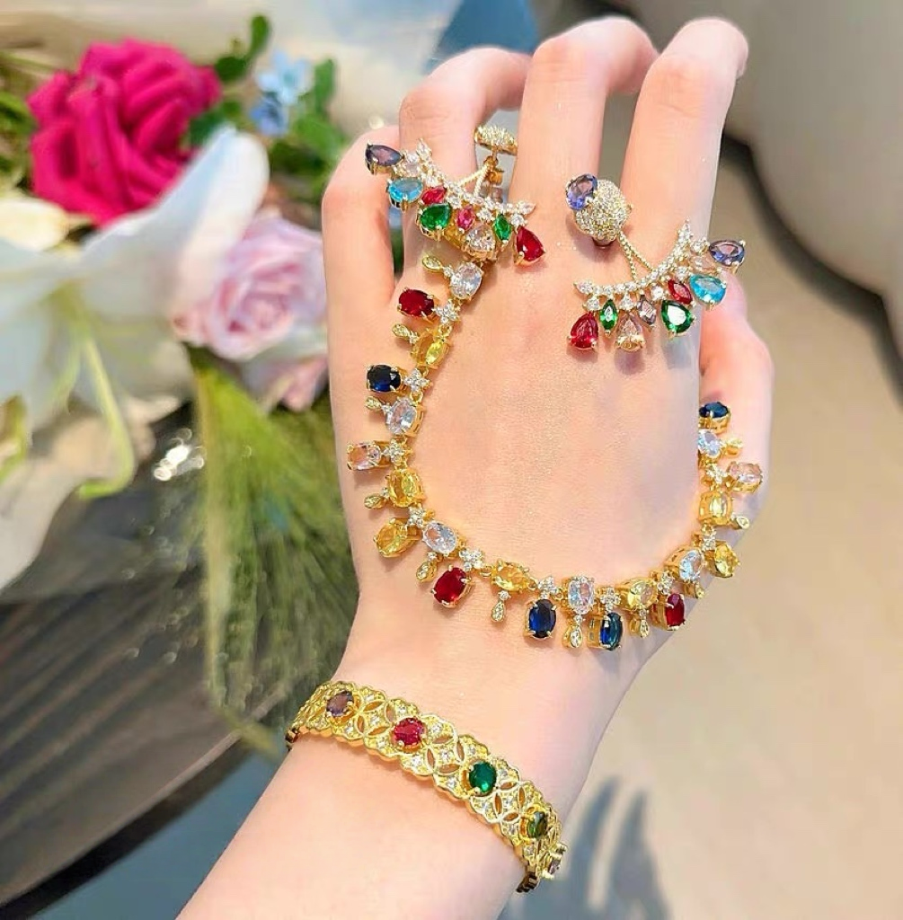 Rainbow Palace Multi-Color Simulated Gemstone Statement Set