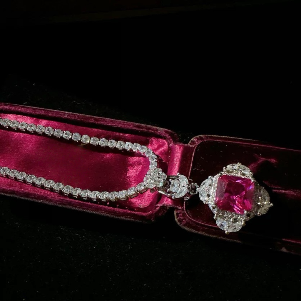 Fuchsia Royale Luxury 18K White Gold Plated Jewelry Suite