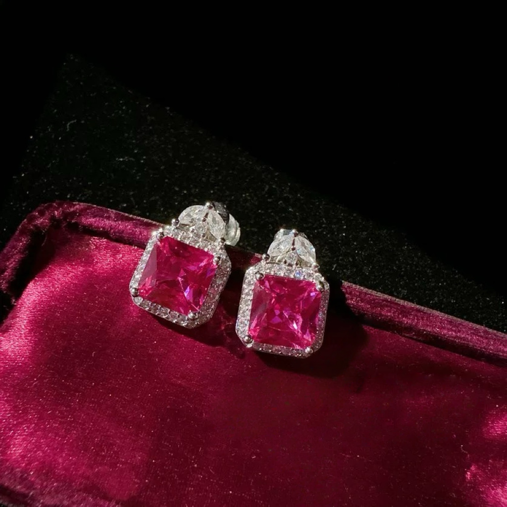 Fuchsia Royale Luxury 18K White Gold Plated Jewelry Suite
