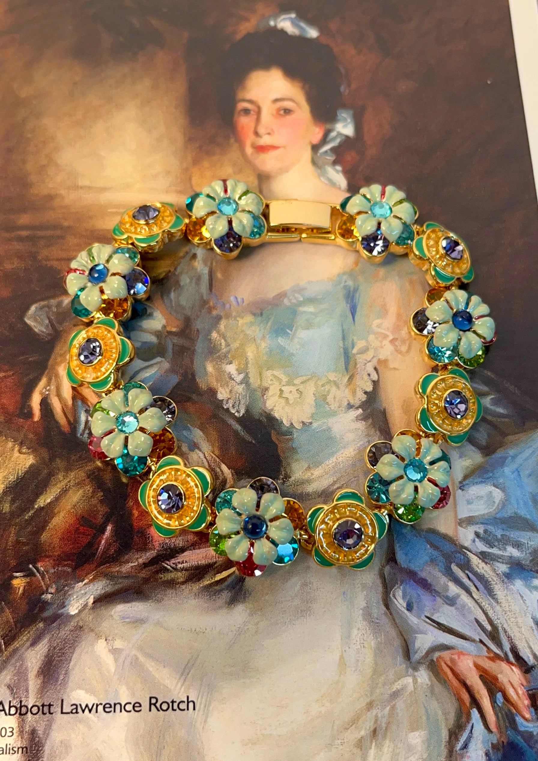 Sicilian Garden Inspired Colorful Enamel Flower Bracelet