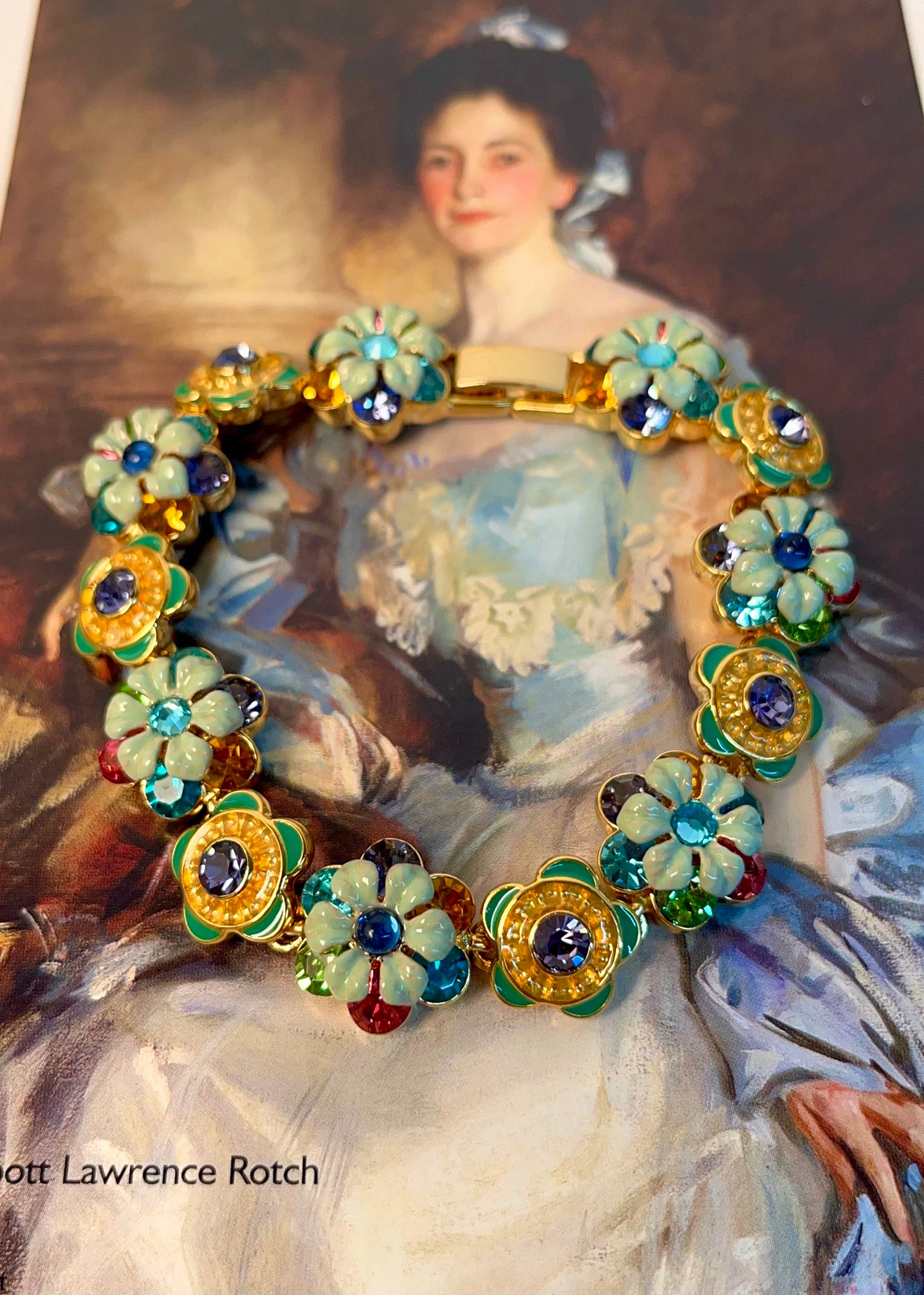 Sicilian Garden Inspired Colorful Enamel Flower Bracelet