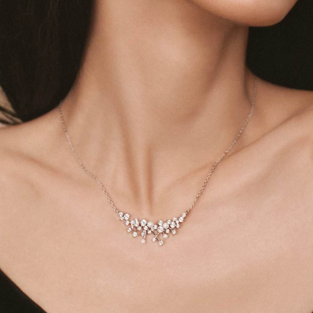 Dazzling Nebula 925 Silver Necklace and Earrings Set