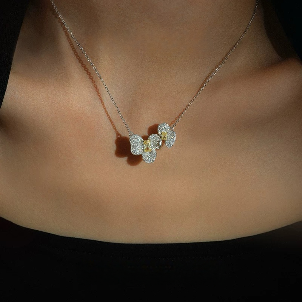 Orchid Petal Elegance 925 Silver Necklace & Earrings Set