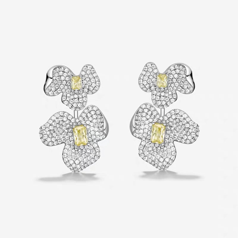 Orchid Petal Elegance 925 Silver Necklace & Earrings Set