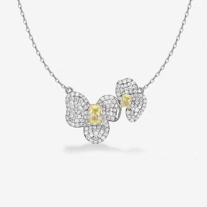 Orchid Petal Elegance 925 Silver Necklace & Earrings Set