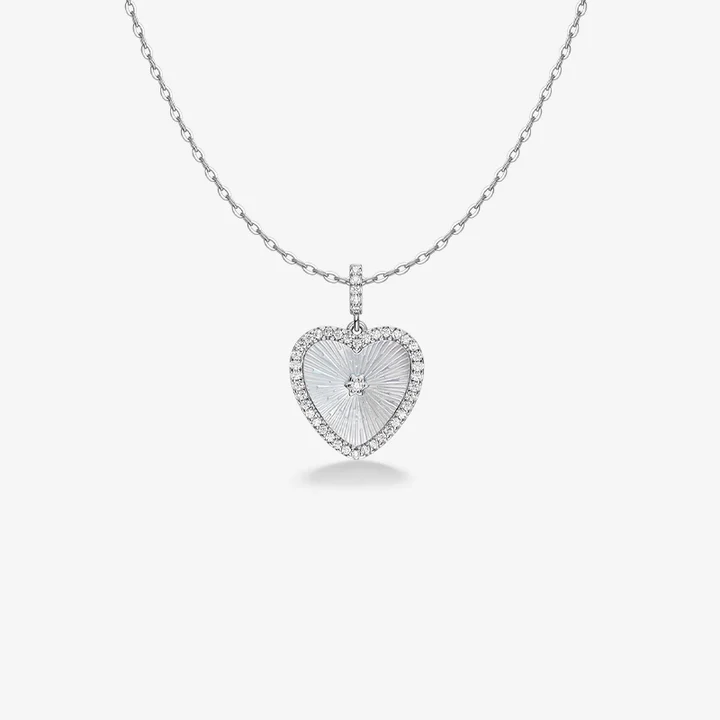 925 Silver Mother of Pearl Heart Necklace Bracelet Earings