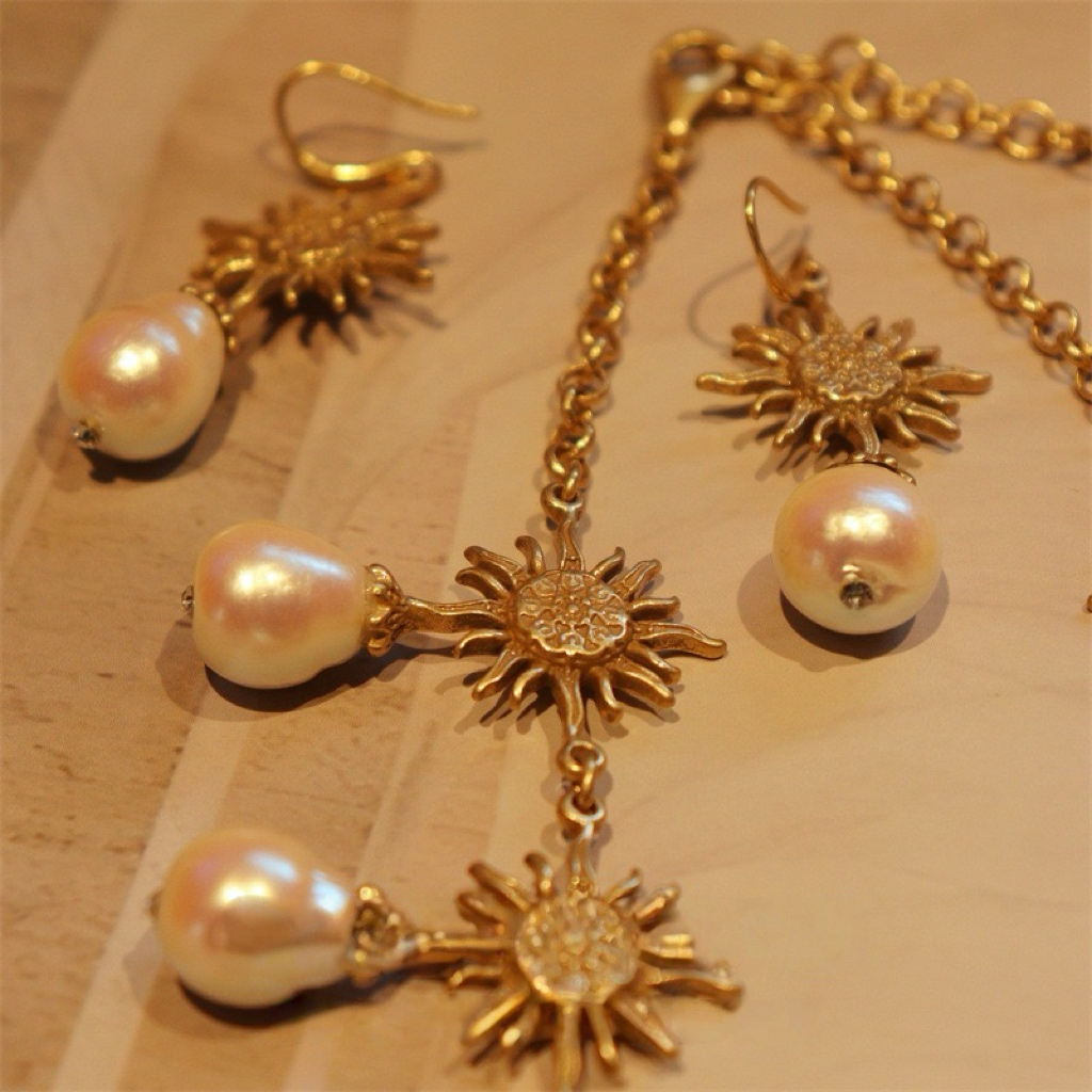 Snowflake Pearl Necklace & Earrings Set