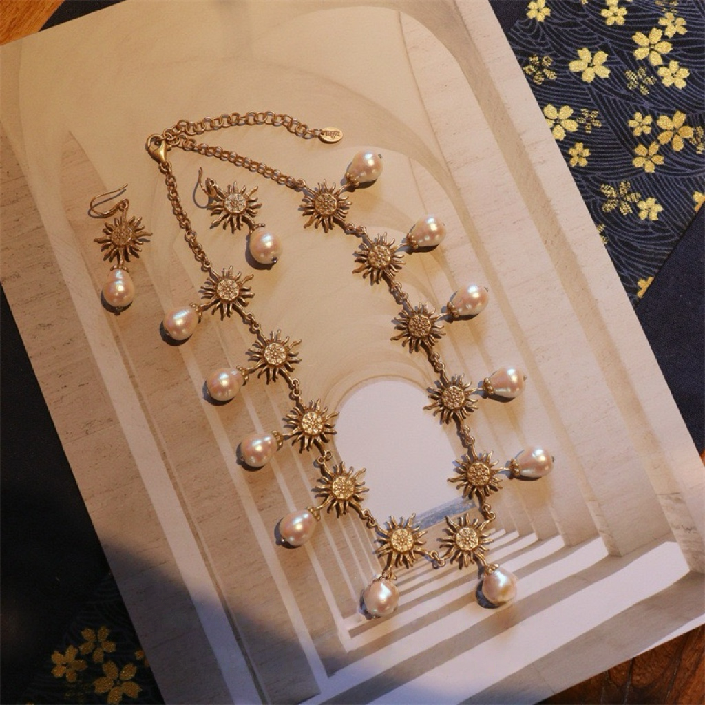 Snowflake Pearl Necklace & Earrings Set