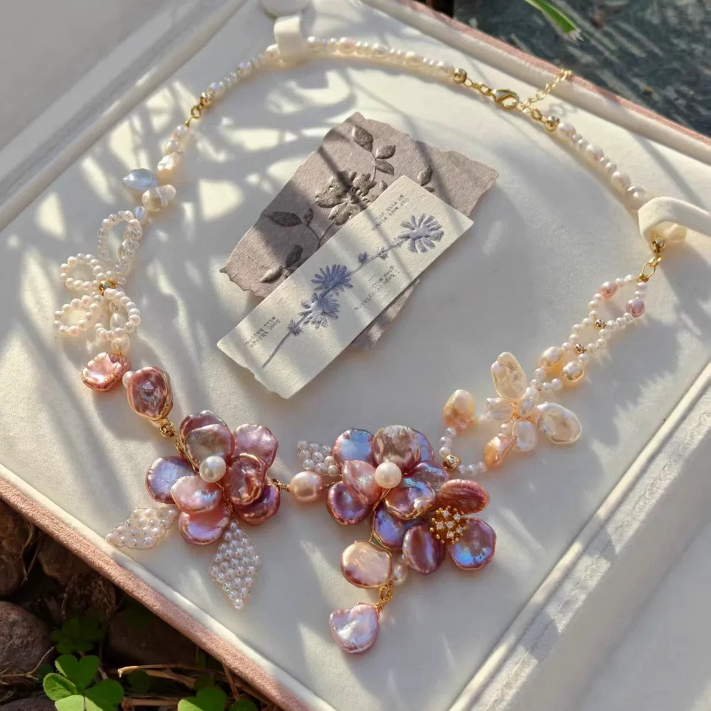 Handmade Baroque Pearl Blossom Necklace