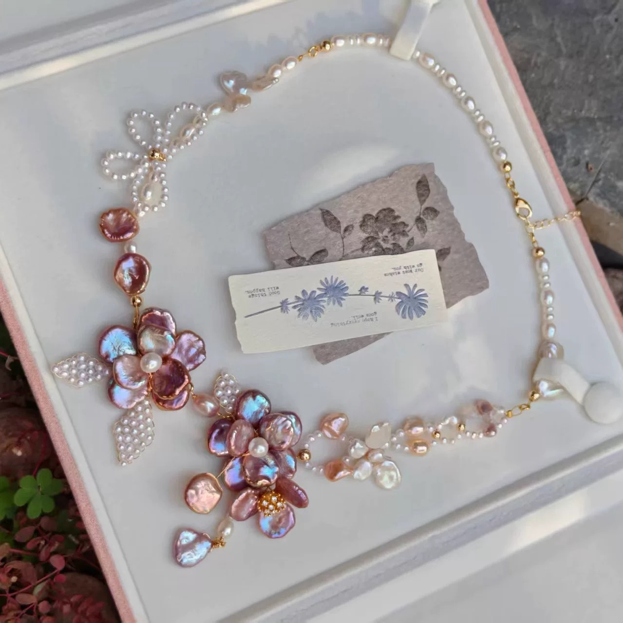 Handmade Baroque Pearl Blossom Necklace