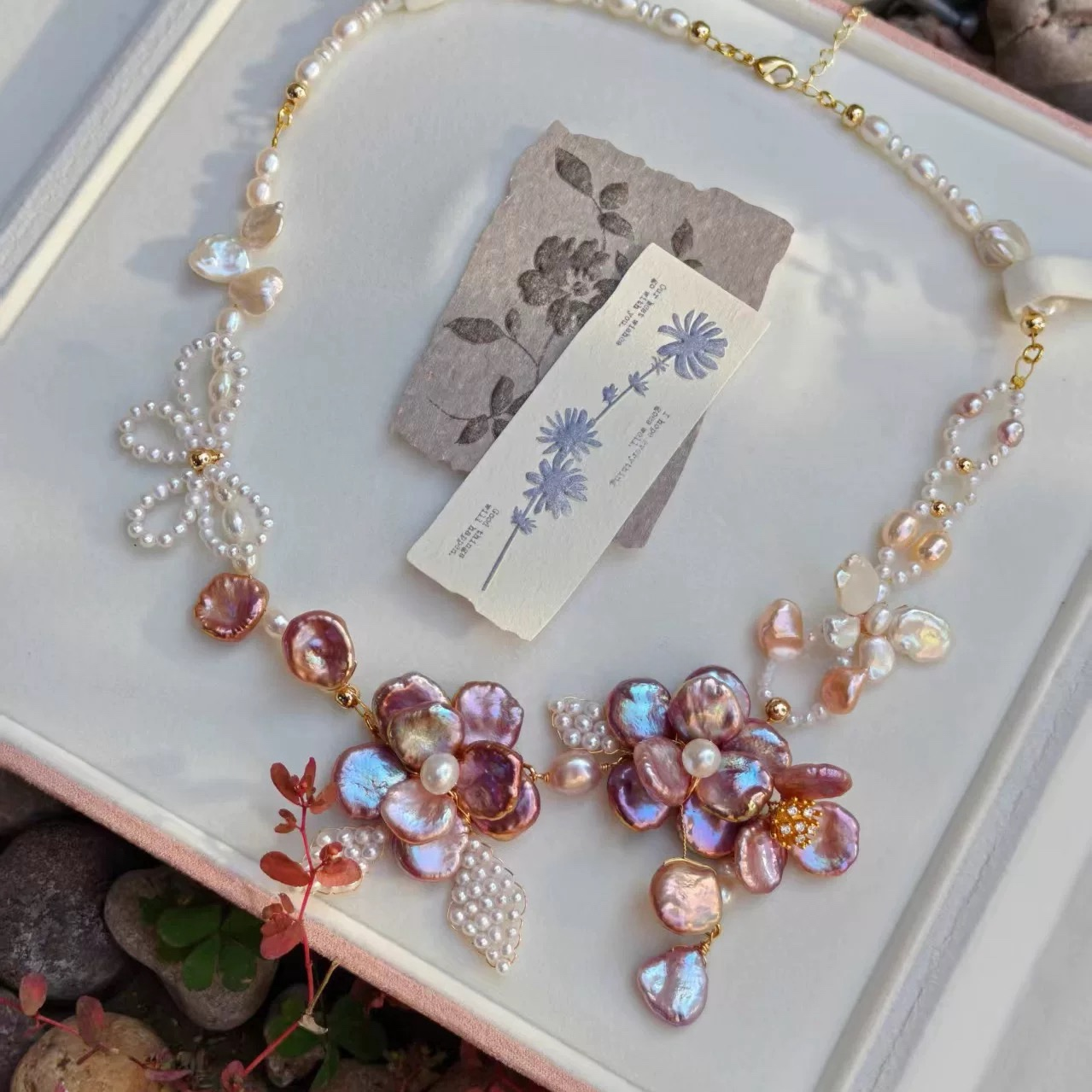 Handmade Baroque Pearl Blossom Necklace