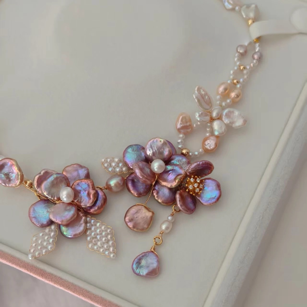 Handmade Baroque Pearl Blossom Necklace
