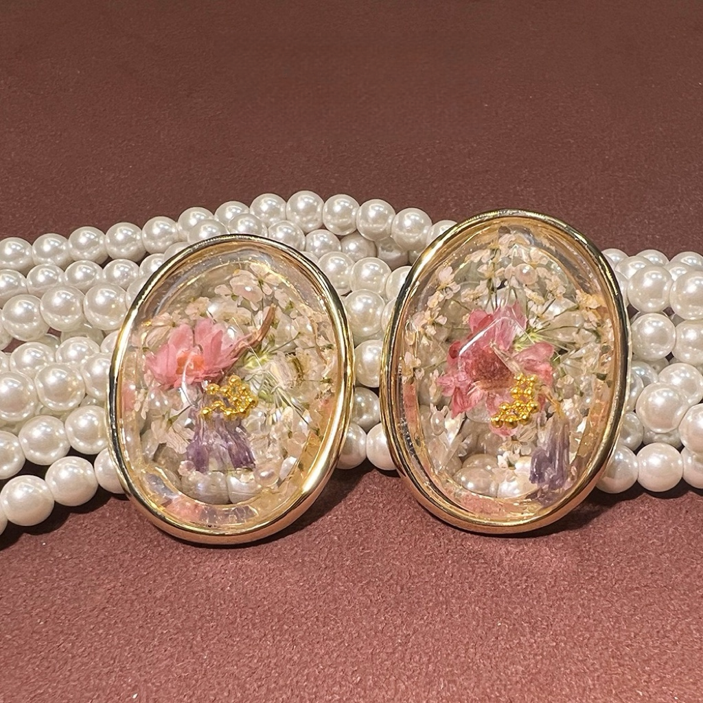 Handmade Resin Dried Flower Earrings