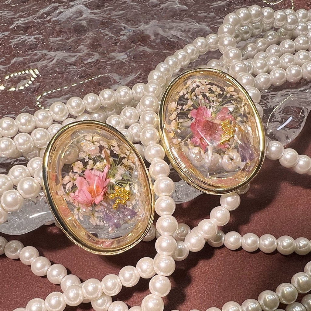 Handmade Resin Dried Flower Earrings