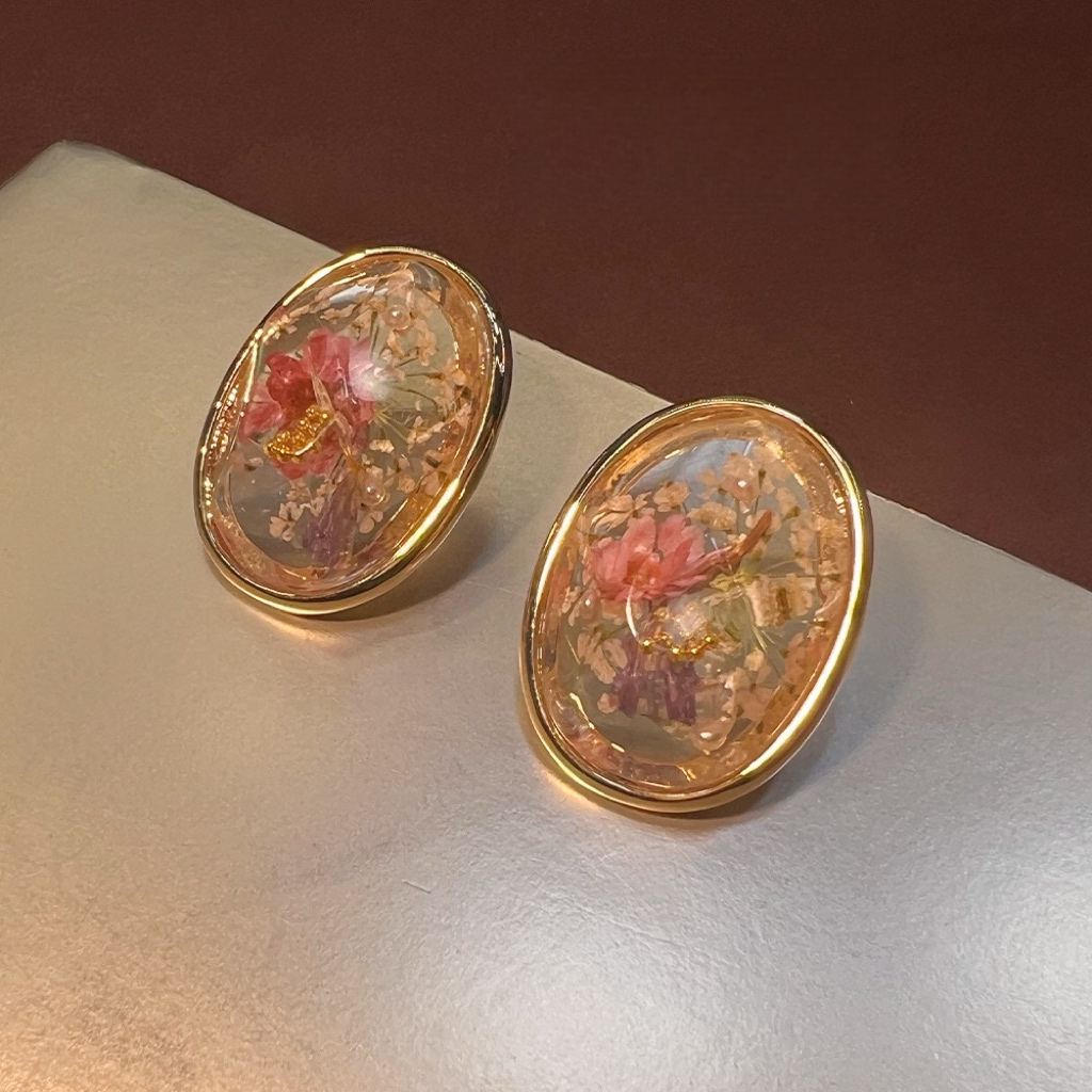 Handmade Resin Dried Flower Earrings