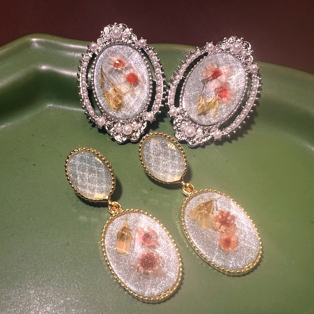 Handmade Real Flower Resin Earrings