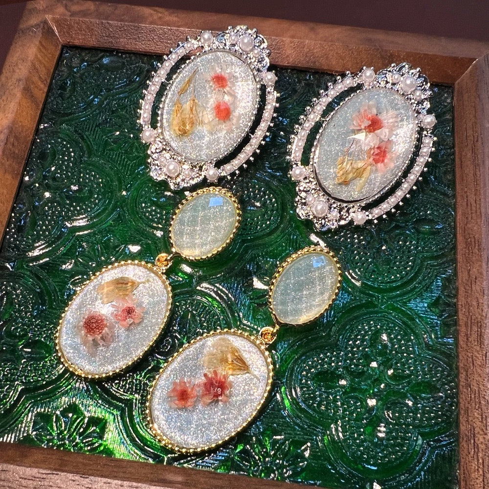 Handmade Real Flower Resin Earrings