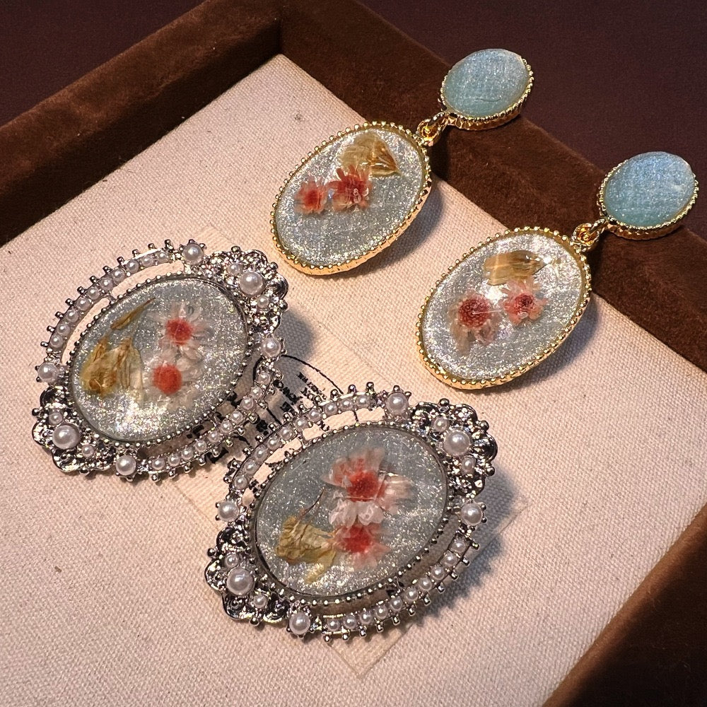 Handmade Real Flower Resin Earrings