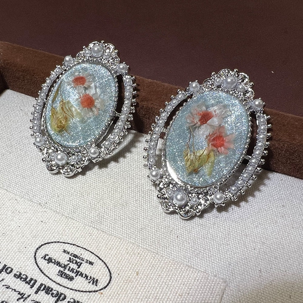Handmade Real Flower Resin Earrings