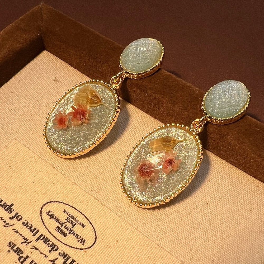 Handmade Real Flower Resin Earrings