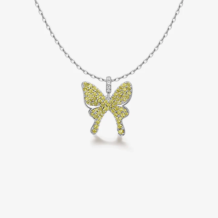 925 Sterling Silver Shiny Butterfly Necklace Earring Set