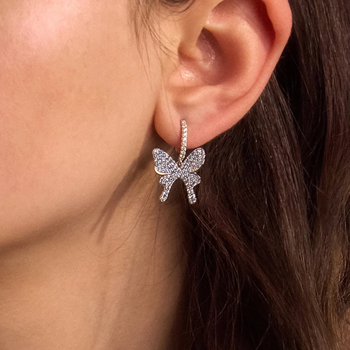 925 Sterling Silver Shiny Butterfly Necklace Earring Set