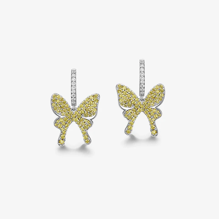 925 Sterling Silver Shiny Butterfly Necklace Earring Set