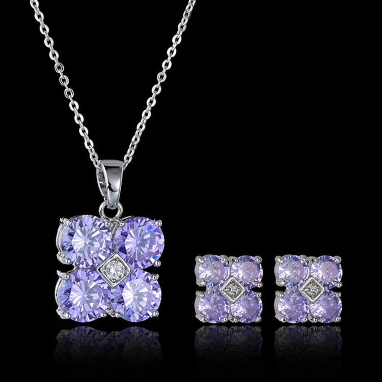 Radiant Purple Necklace & Earrings Set