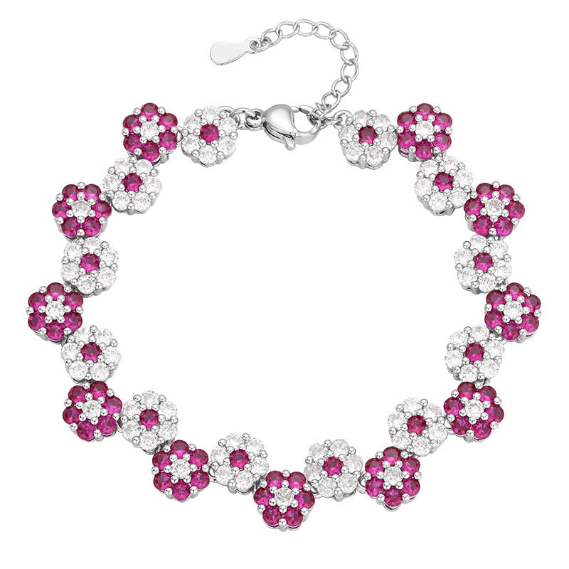 Ruby Corundum Flower Jewelry Set