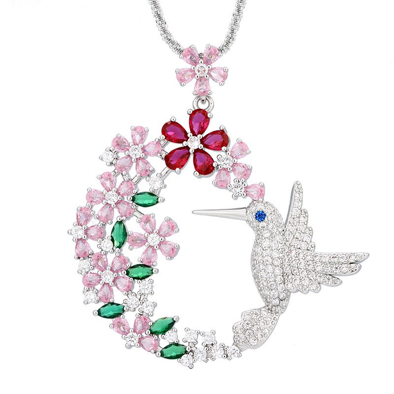 Spirit of Joy Hummingbird Set | Handcrafted Floral Wreath Necklace & Ring