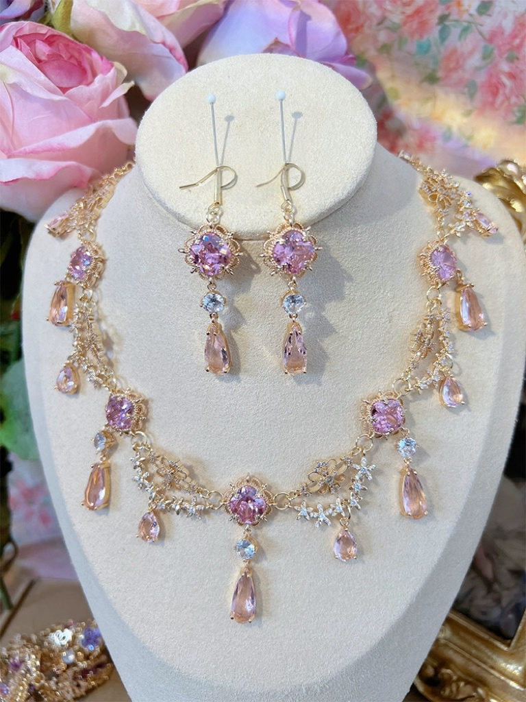 Handmade Baroque Filigree Gemstone Necklace and Earring Set