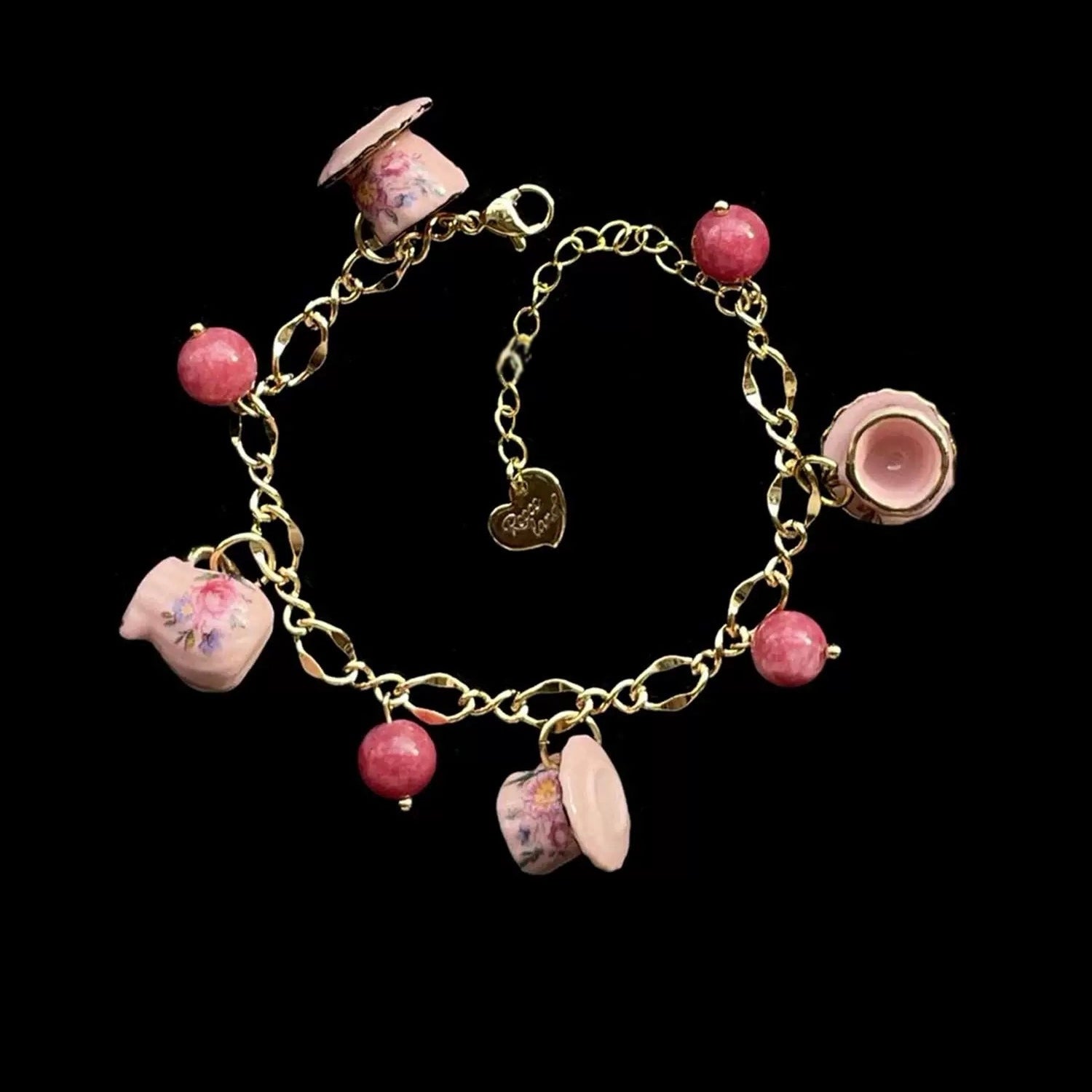 Handmade Sweet Tea Party Teacup Necklace & Bracelet Set