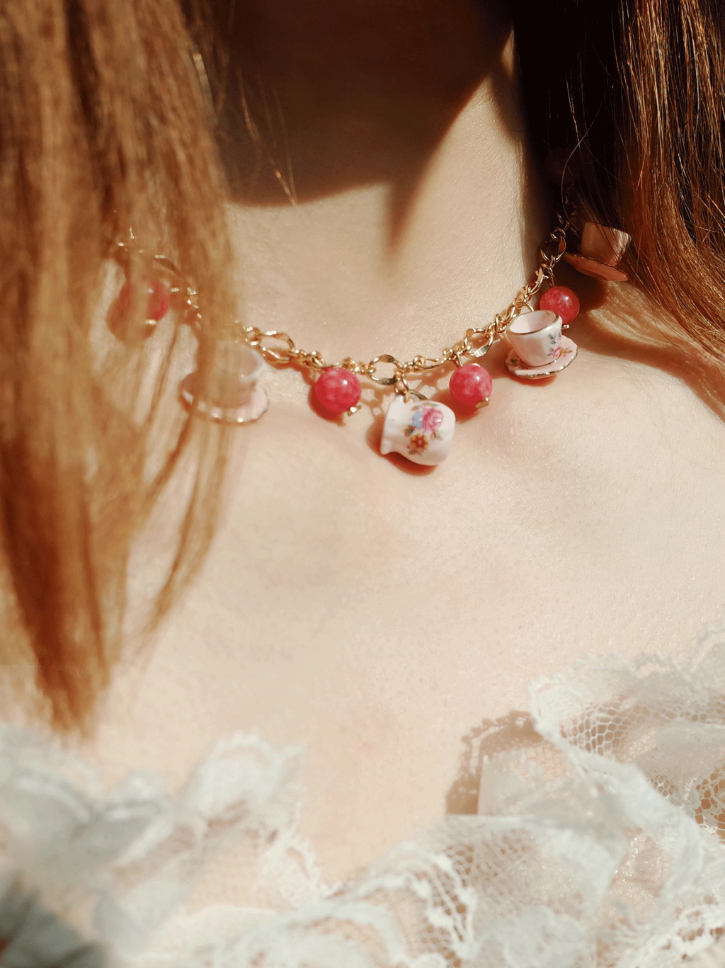 Handmade Sweet Tea Party Teacup Necklace & Bracelet Set