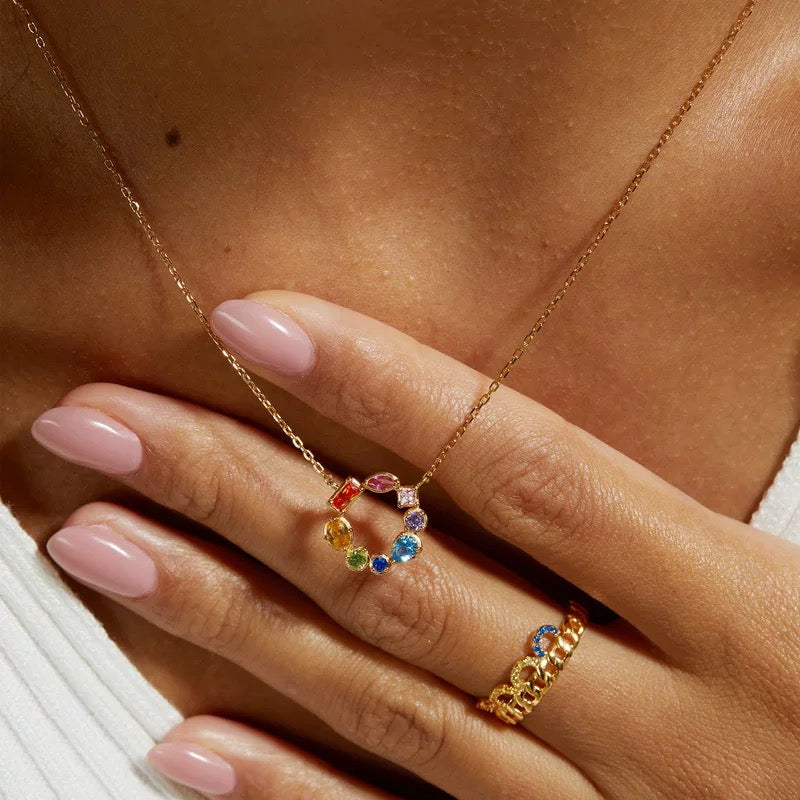 S925 Sterling Sliver Rainbow Wreath Necklace