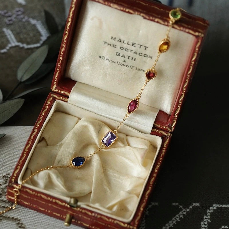 Colored Gemstone Necklace Bracelet Earring Set