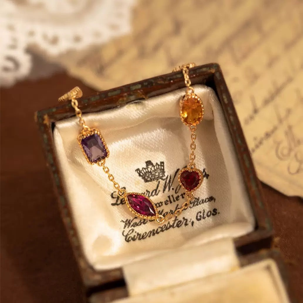 Colored Gemstone Necklace Bracelet Earring Set