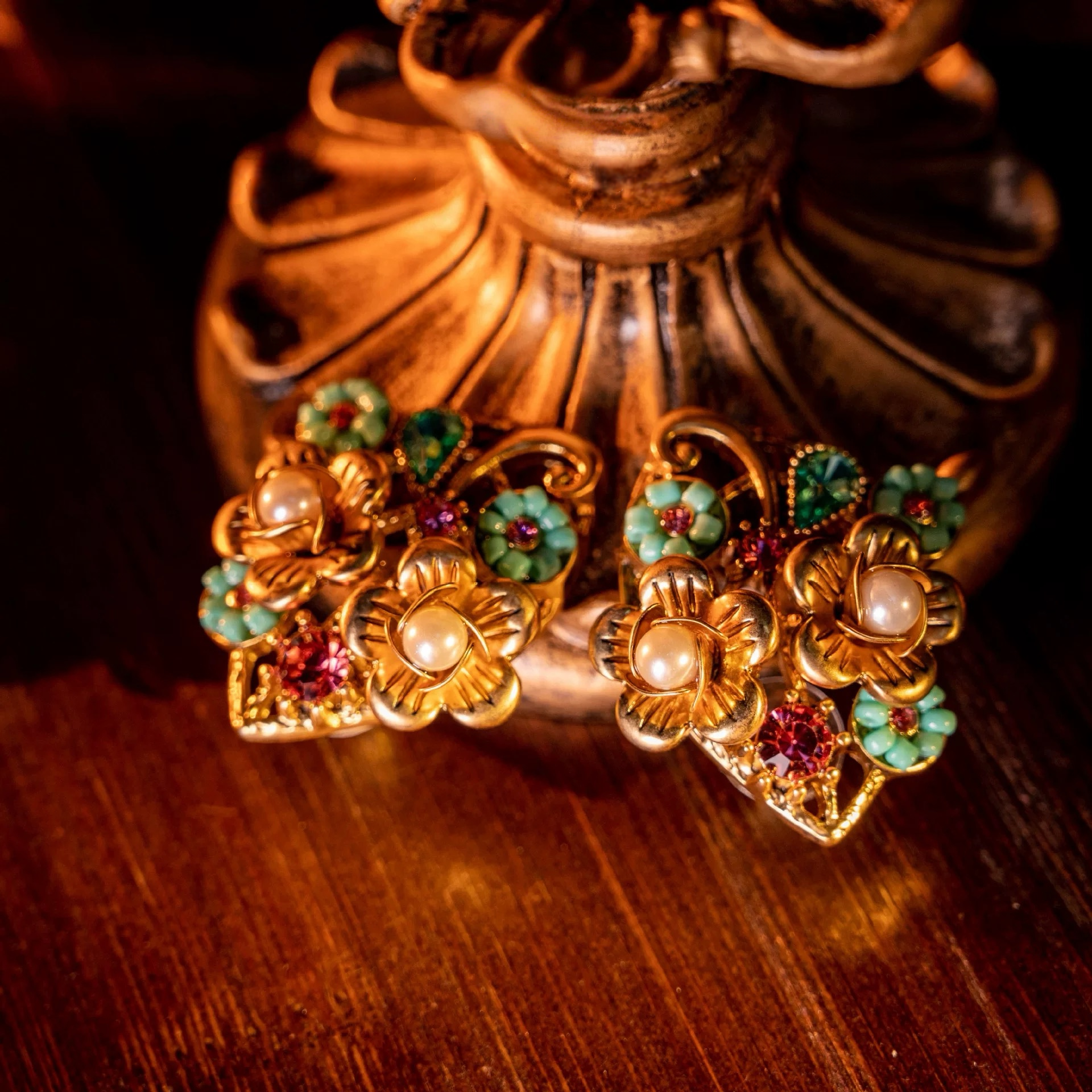 Victorian Renaissance Floral Suite | Genuine Freshwater Pearl Jewelry Set