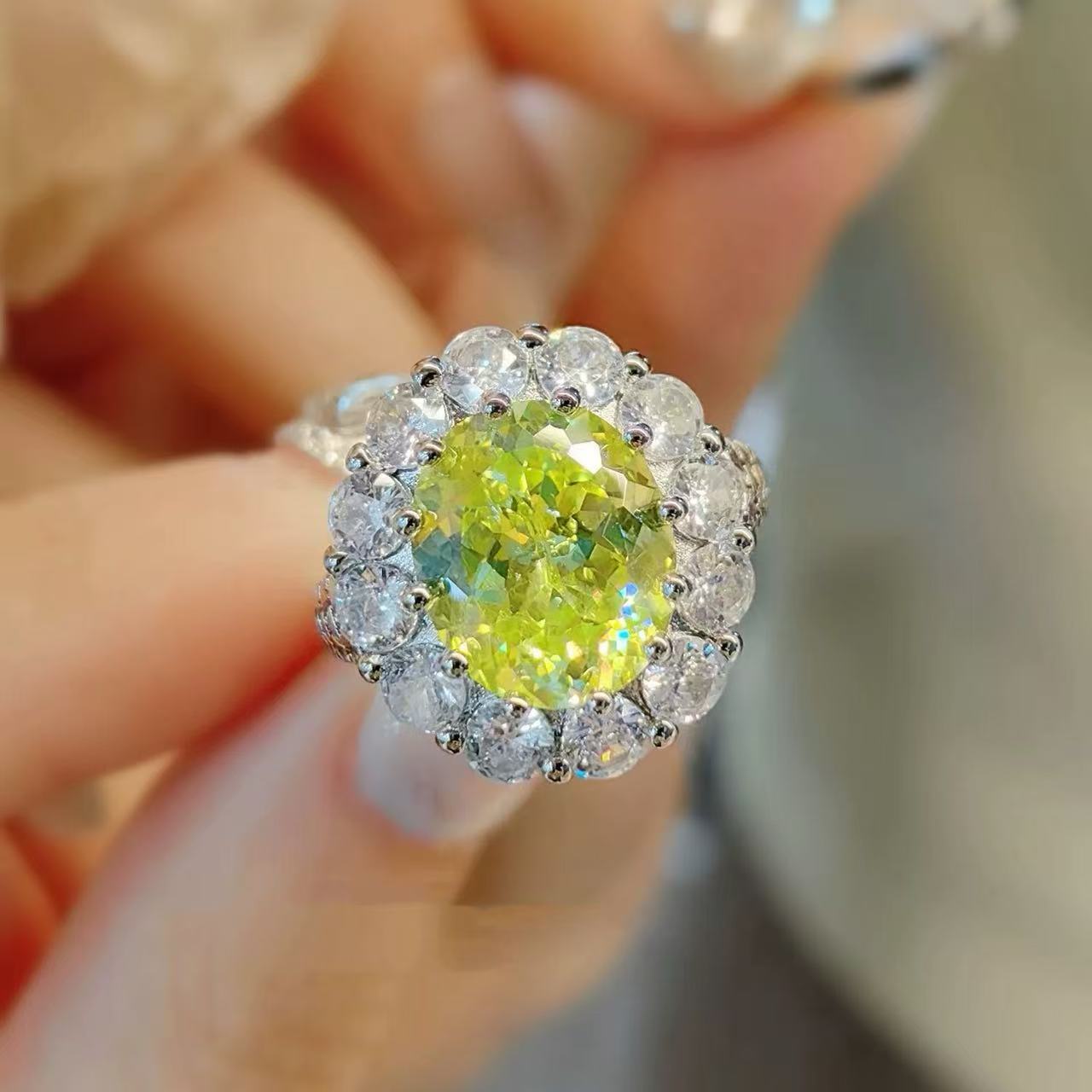 Handcrafted Oval-Cut CZ Statement Ring