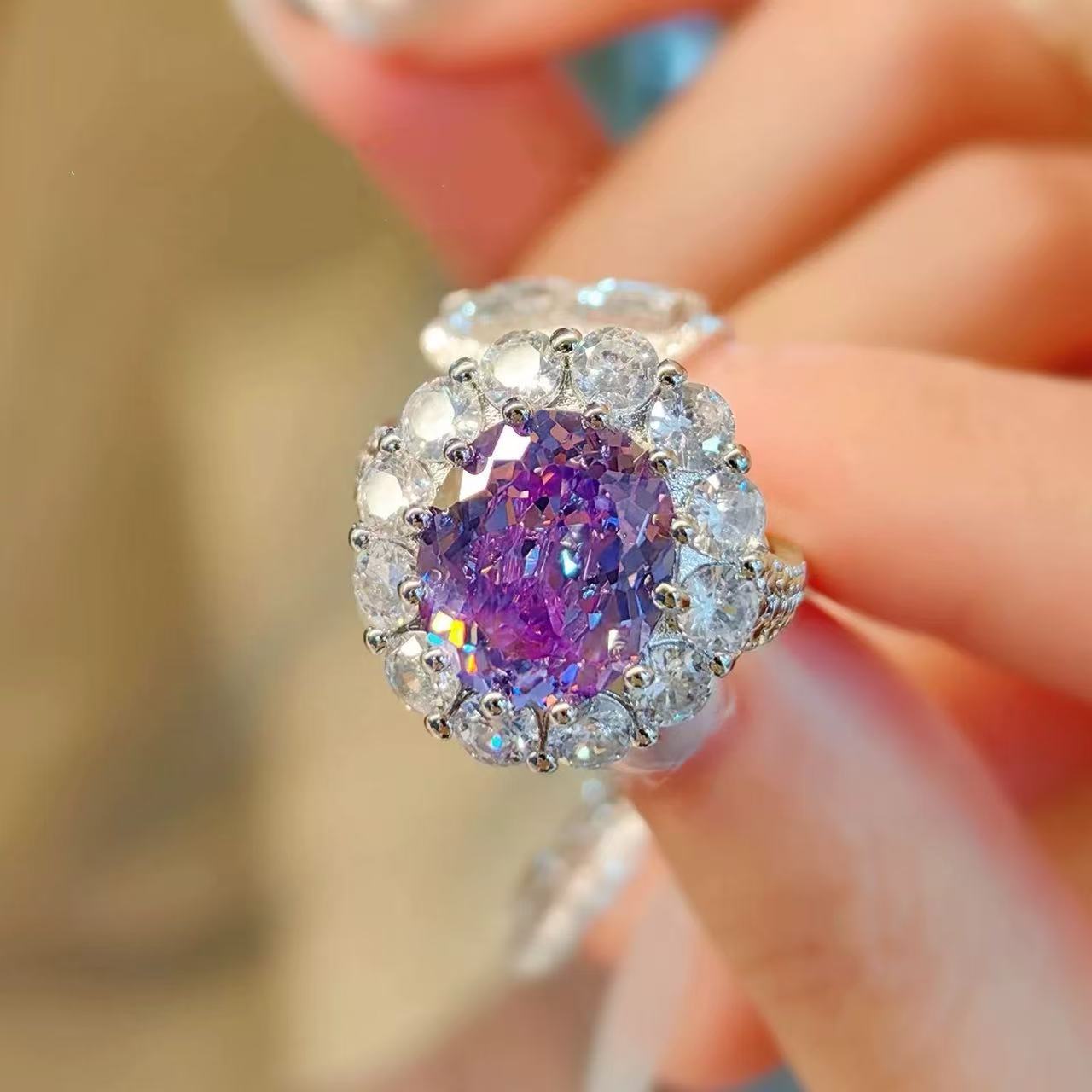 Handcrafted Oval-Cut CZ Statement Ring