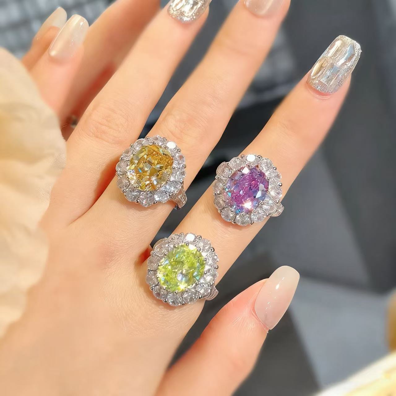 Handcrafted Oval-Cut CZ Statement Ring