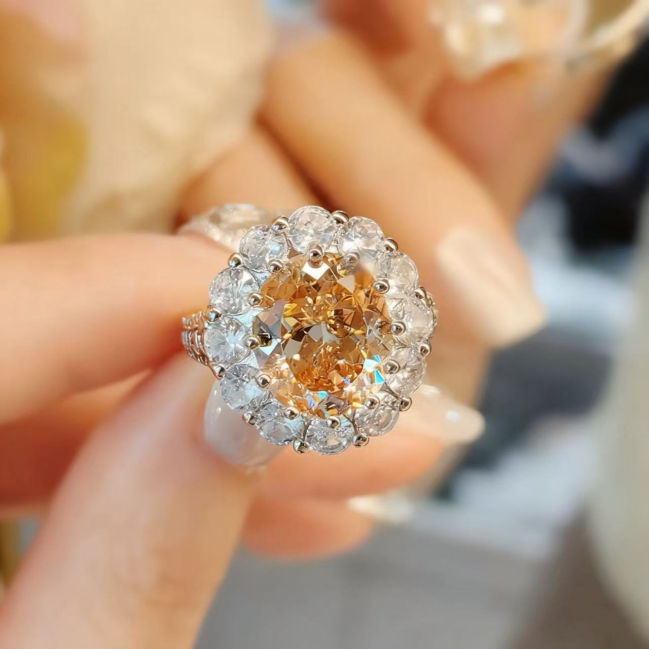 Handcrafted Oval-Cut CZ Statement Ring