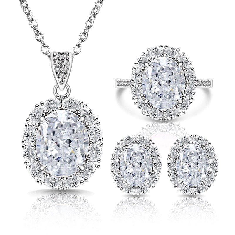 Ultra Sparkling Oval Cut Ice Zircon Jewelry Set