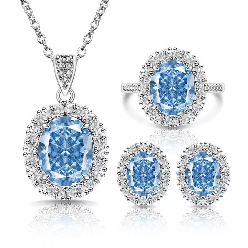 Ultra Sparkling Oval Cut Ice Zircon Jewelry Set