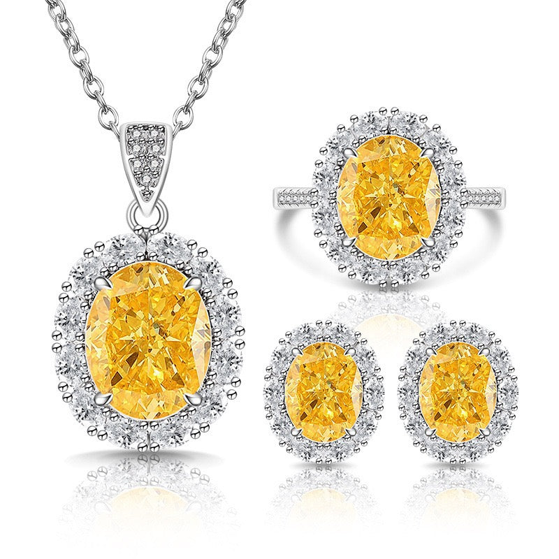 Ultra Sparkling Oval Cut Ice Zircon Jewelry Set
