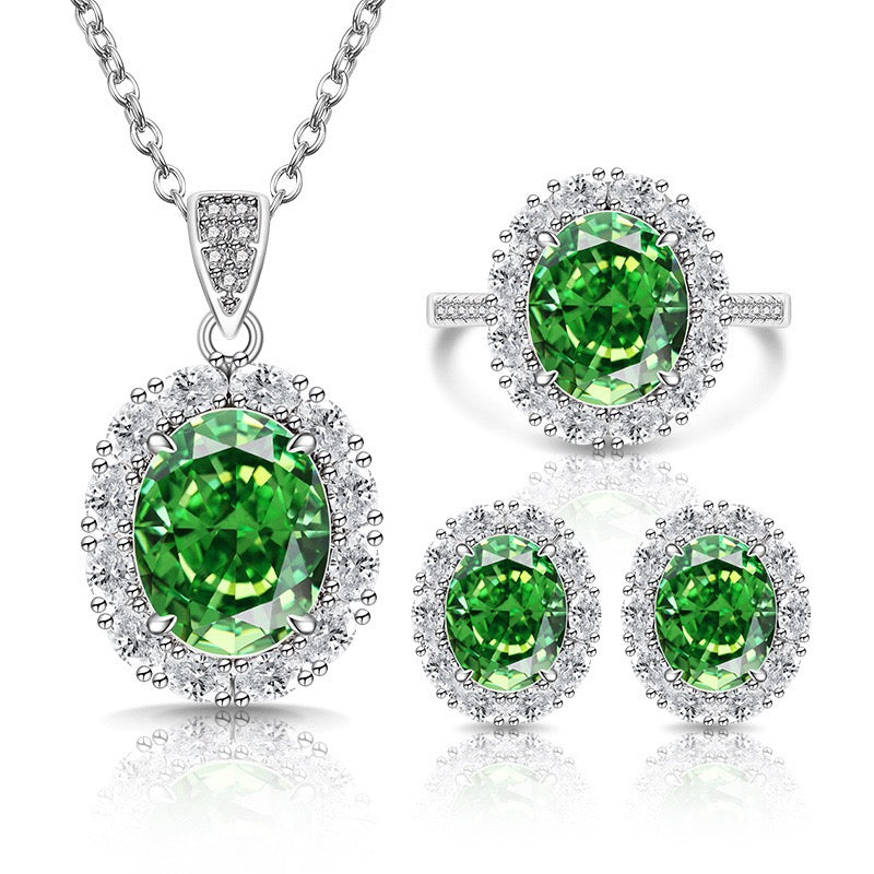 Ultra Sparkling Oval Cut Ice Zircon Jewelry Set