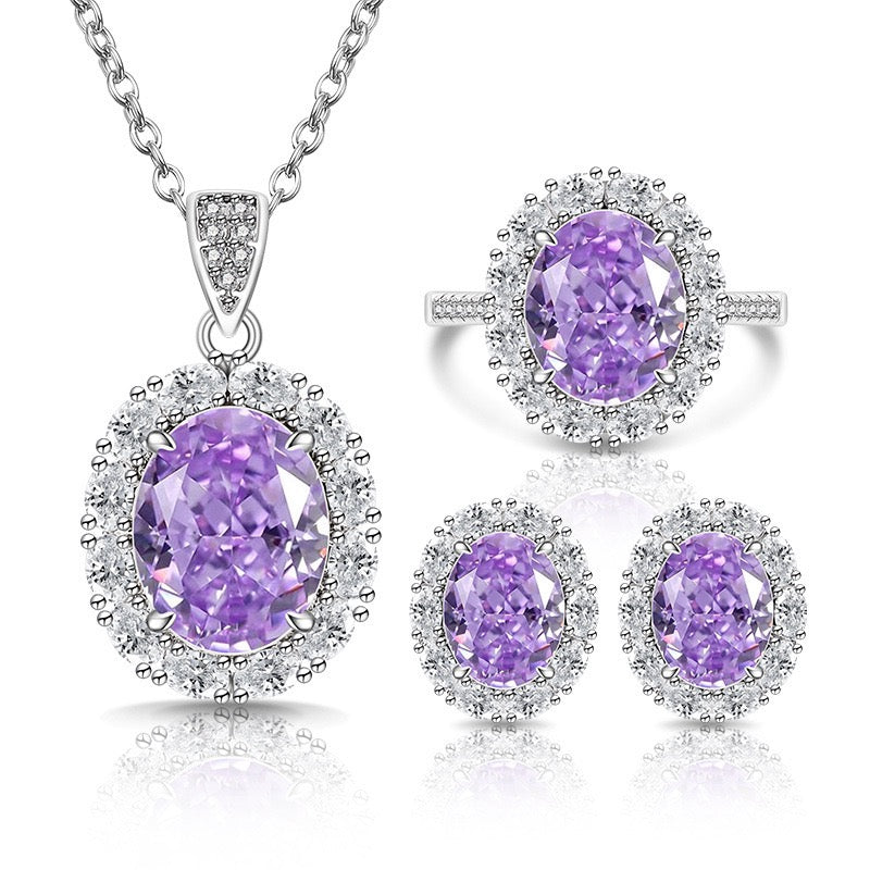 Ultra Sparkling Oval Cut Ice Zircon Jewelry Set