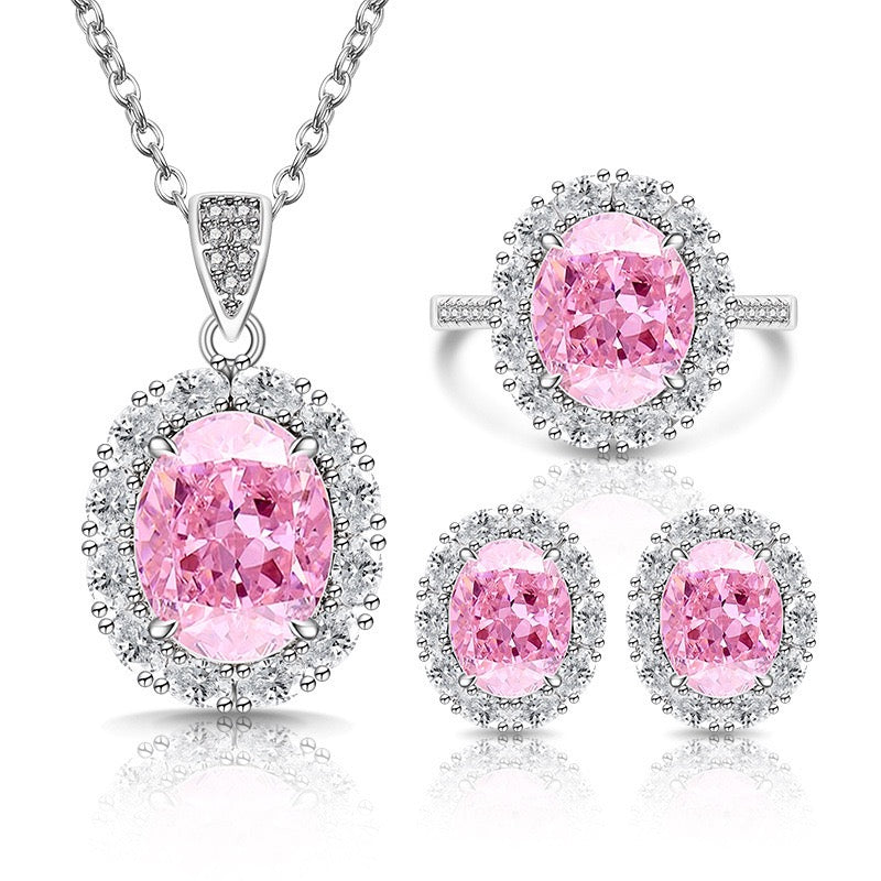 Ultra Sparkling Oval Cut Ice Zircon Jewelry Set